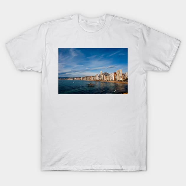 Benidorm Levante Beach Mediterranean Coast Spain T-Shirt by Andy Evans Photos